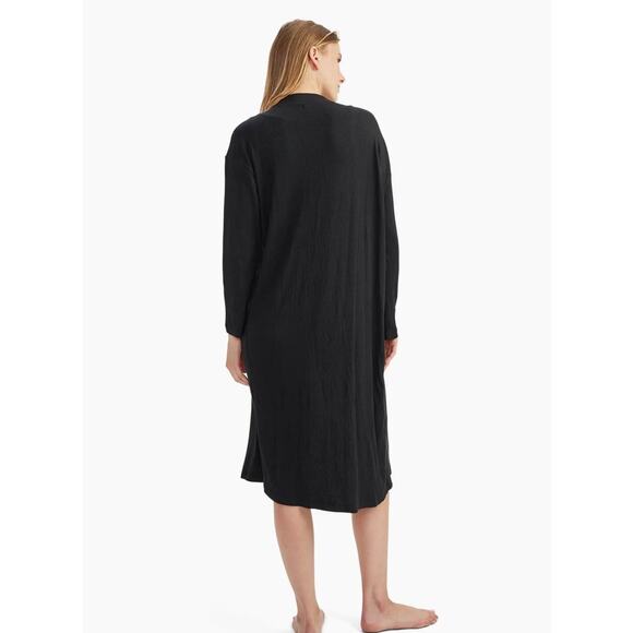 Naadam Black Ribbed Long Line Lightweight Duster Cardigan Button Up XXS - Picture 2 of 11
